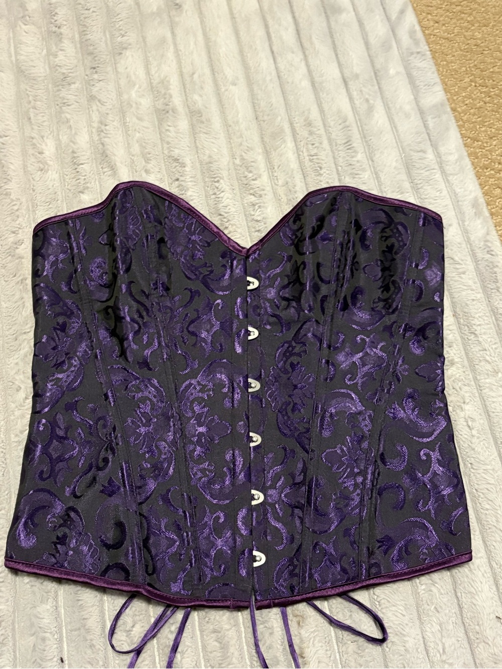 SHEIN Black and Purple Brocade Strapless Corset Top